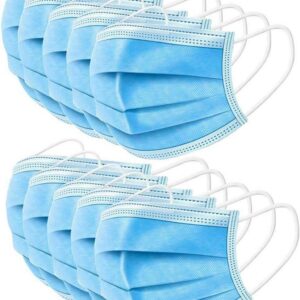 Pack of 100 Face Mask Surgical Disposable Mouth Guard Cover Face Mask Sealed Bag