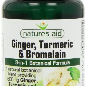 Natures Aid Ginger, Turmeric and Bromelain Tablets - Pack of 60 Tablets