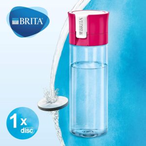 BRITA Fill + Go Vital Water Bottle 0.6L with MicroDisc Filter Cartridges Pink