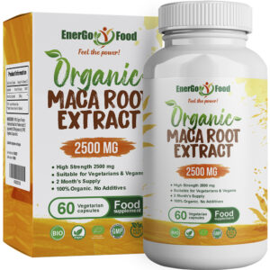 Organic Maca Root Capsules 2500mg High Strength Pure Maca NO ADDITIVES Vegan Superfood  60 Capsules