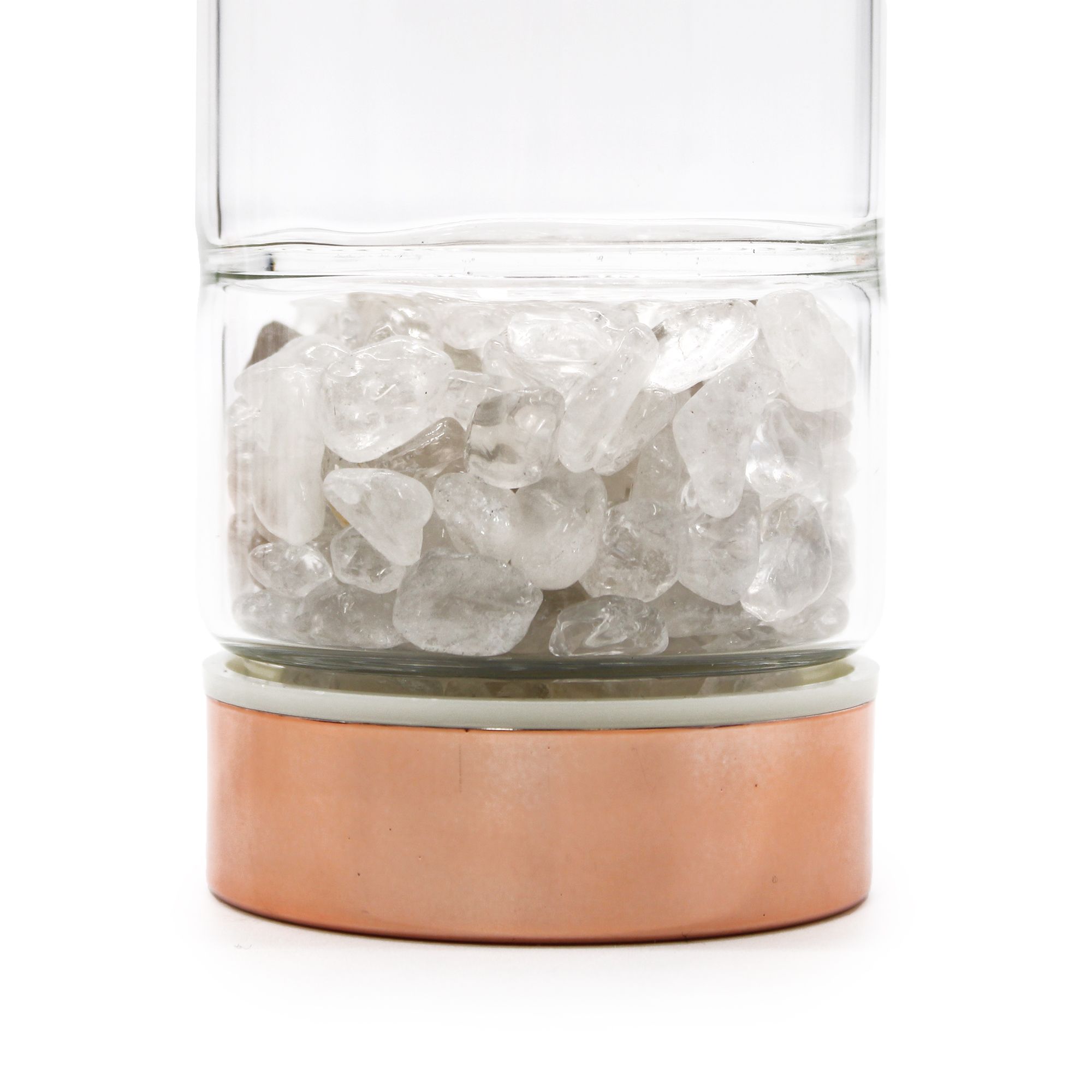 Crystal Glass Tea Infuser Bottle - Rose Gold - Rock Quartz - Image 2
