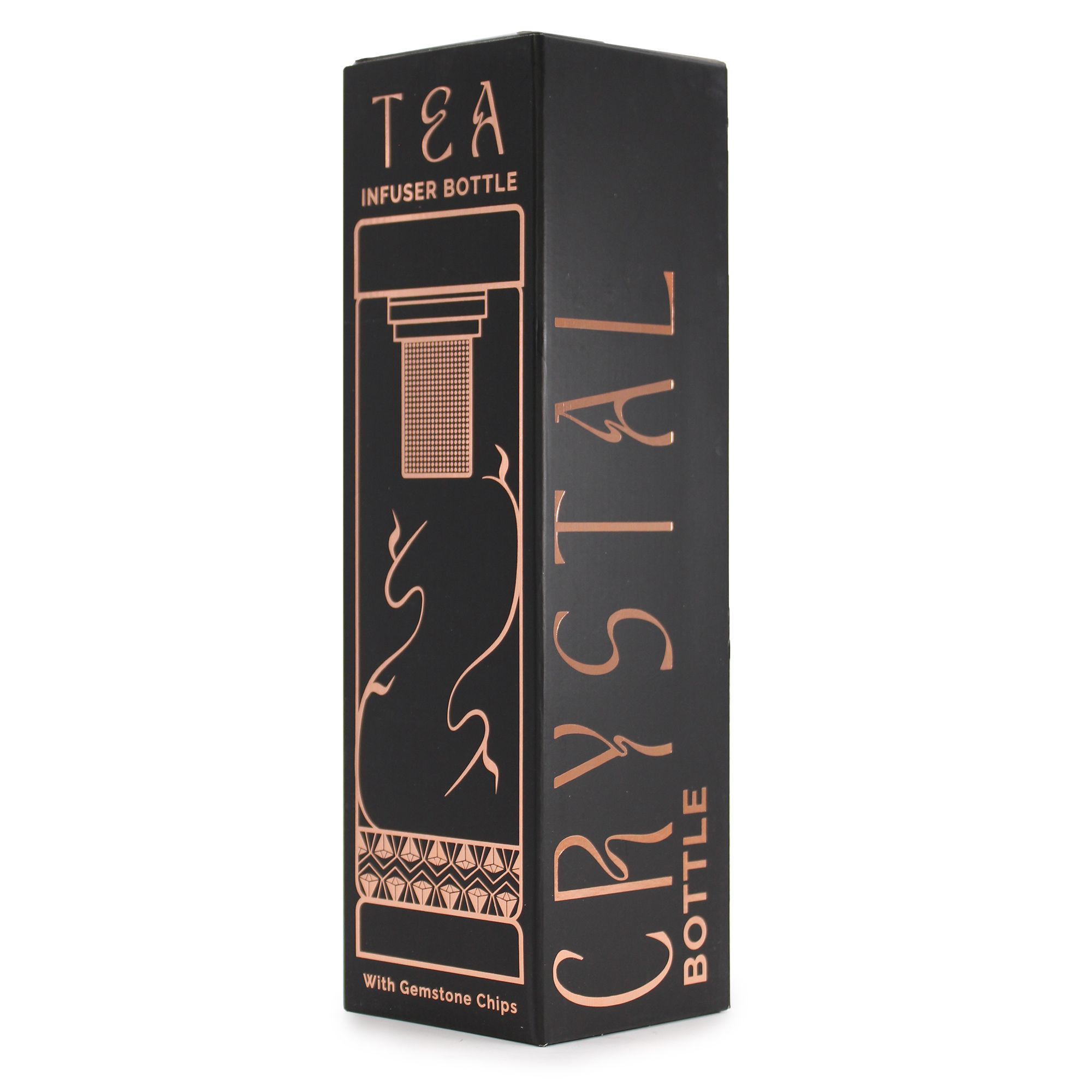 Crystal Glass Tea Infuser Bottle - Rose Gold - Rock Quartz - Image 7