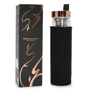 Crystal Glass Tea Infuser Bottle - Rose Gold - Rock Quartz - Image 4
