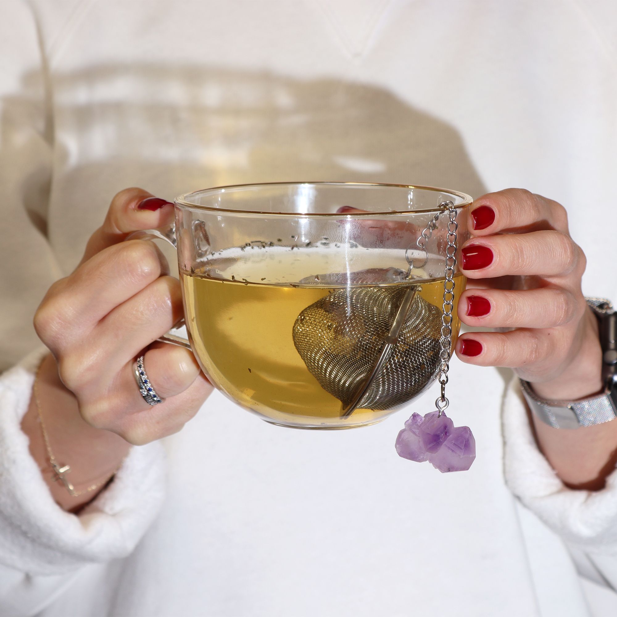 Raw Crystal Gemstone Tea Strainer - Aquamarine - Image 3